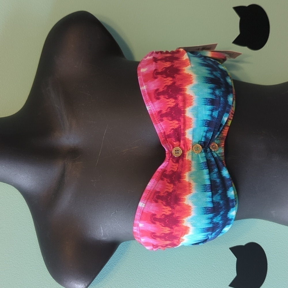 Liz Claiborne Bandeau Bikini Top Rainbow 8 New